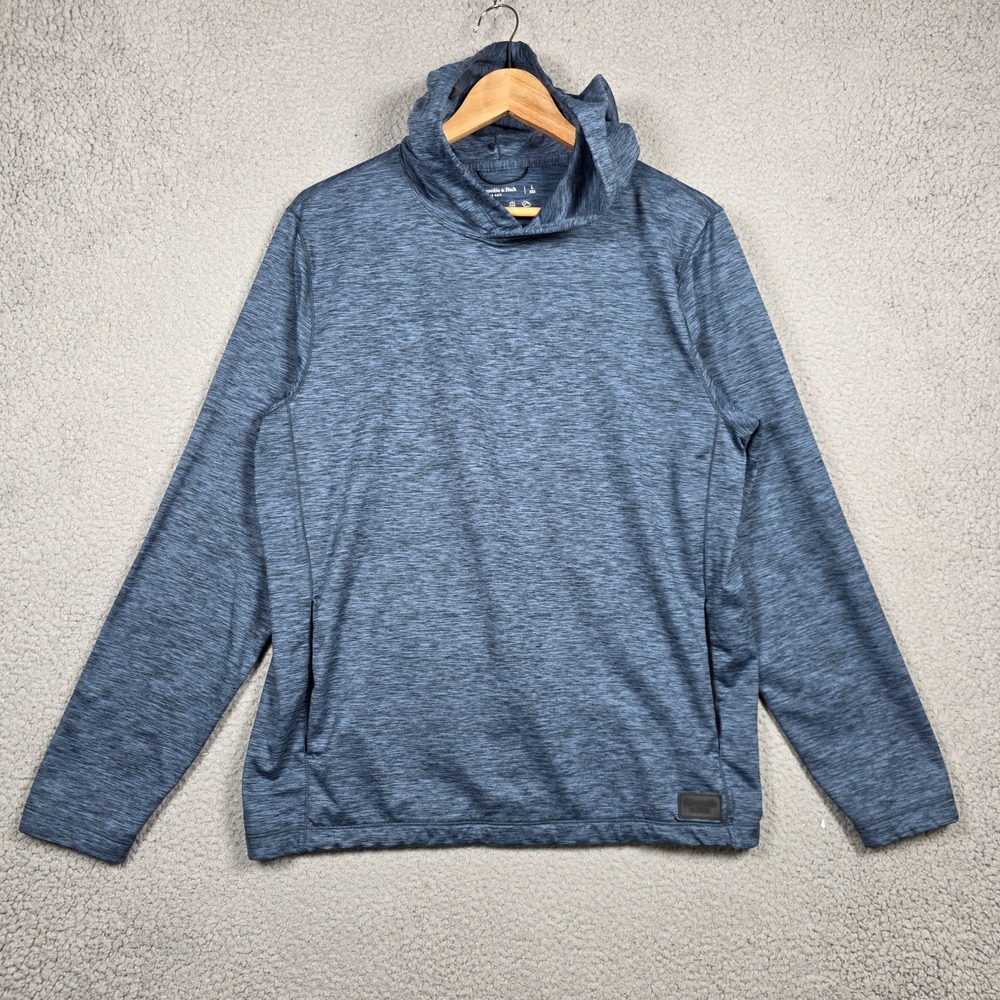 Abercrombie & Fitch Sweatshirt Hoodie Mena Size Large Navy Heathered Air Knit LS